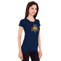 Multicolor Stylish Printed Round Neck Women's T Shirt