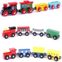 Wood toy train set, Natural color, 11.5 cm size