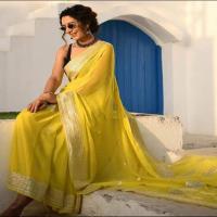 Yellow Chiffon Saree Image