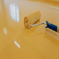 Yellow Epoxy Floor Paint, Brush and coating method