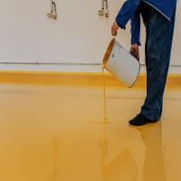 Yellow Epoxy Floor Paint, Brush and coating method