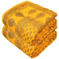Yellow Floral Jaipuri Razai Print and LightWeight
