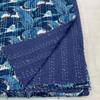 Easy to handle and carry, blue kantha blanket Images