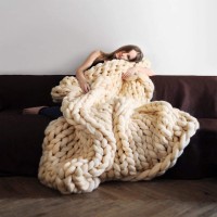 Multi-purpose Chunky Wool Blanket, Natural Elasticity Images