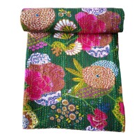 Classic geometric embroidered kantha blanket Images