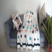 Embroidered Throw Blanket, Organic Cotton Images
