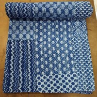 Traditional and hand stitched kantha blanket quilt Images