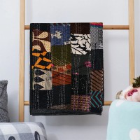 Machine wash & comfortable, kantha silk blanket Images