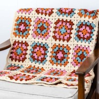 Traditional Granny Square Blanket Hand tied mixed Images