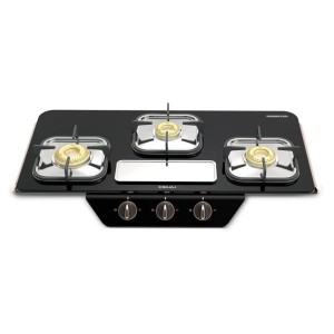 Bajaj Three Burner Gas Stove, Unbreakable abs knob