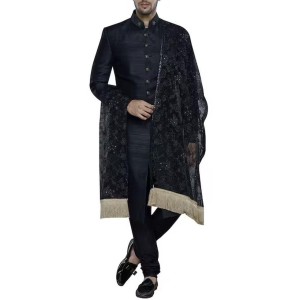 Black Indowestern Sherwani
