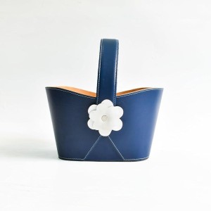 Blue Leather Basket
