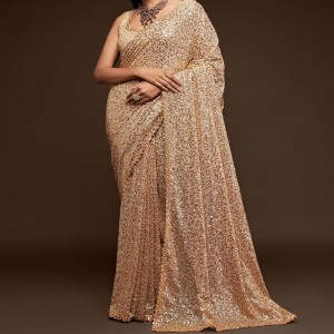 Cream Georgette Saree