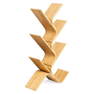 Curved Wooden Bookshelf, Slender, narrow cabinet