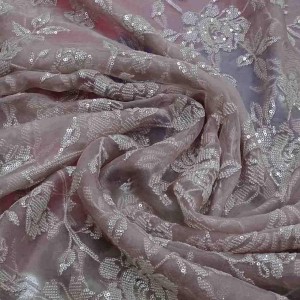 Embroidered Organza Silk Fabric