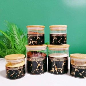 Glass Mush Borosilicate Lidded Jar, 260ml, blak colour