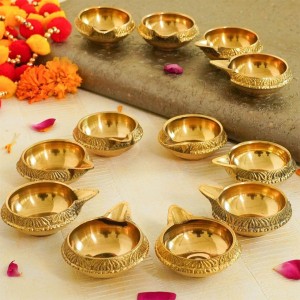 Golden Brass Diya Set