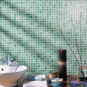 green mosaic wall tiles, Deep forest green tones