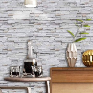 Grey Pvc Wallpaper, Removable waterproof design