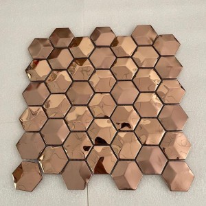 Hexagon metal mosaic tiles, shiny types, glossy
