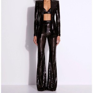 Leather Sequin Trousers
