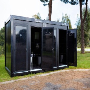 Luxury Portable Toilets, flush and wash-basin