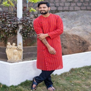 Mens Striped Cotton Kurta