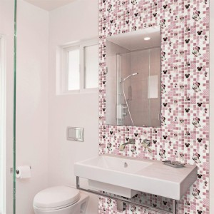 pink mosaic wall tiles, Soft pastel pink finish