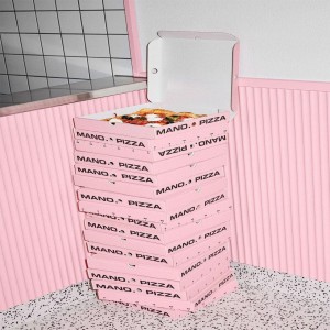 Pink Pizza Boxes Handle, Built-in carry handles