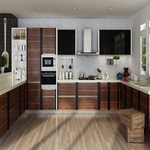 PVC Wood Kitchen Cabinets, Super easy to clean