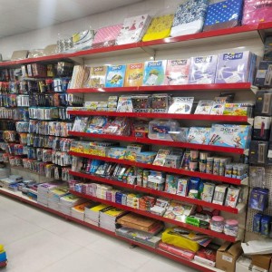 Red Stationery Display Rack, 5 shelves, showroom use