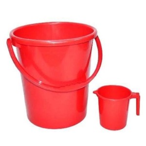 Red Stripe Plastic Buckets