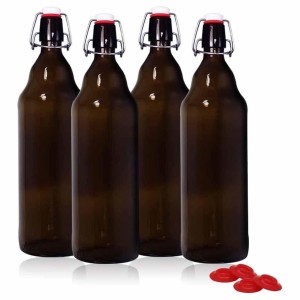 Resealable Beer Bottles, Glass material, amber color