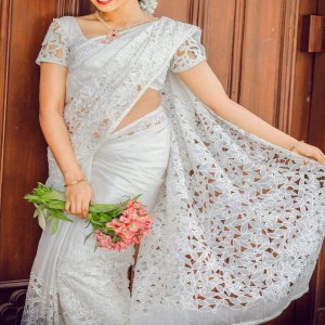Silk Cut Work Saree
