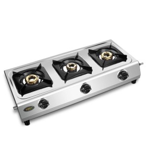 Stainless Steel Three Burner Gas Stove, Silver color