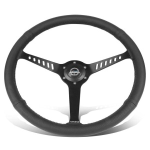 Three Spoke Steering Wheel, Leather material, black