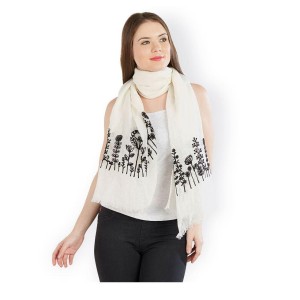 White Embroidery Stole 