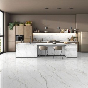 white marble porcelain tile, glossy,  bright shades