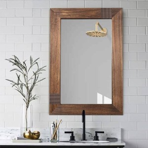 Wooden bathroom mirror