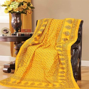 Yellow Floral Jaipuri Razai Print and LightWeight